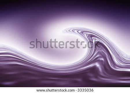 Abstract  violet  wave under violet sky. Render