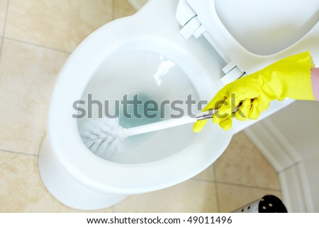 Modern flush toilet. Cleaning