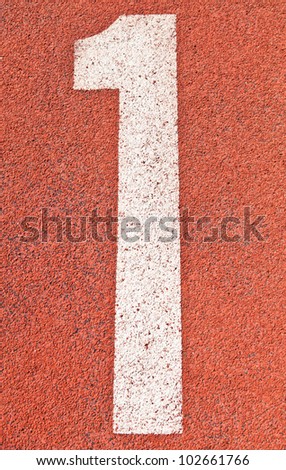 Number one on the start of a running track - check my portfolio for other numbers