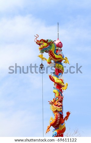 Chinese dragon pattern on a pole