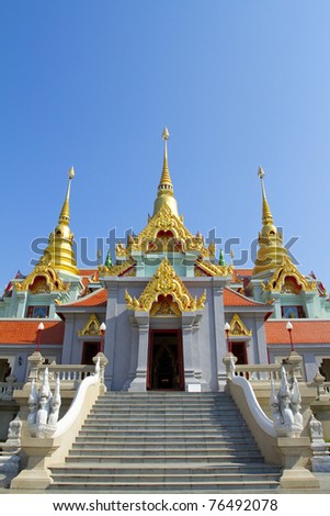 Holiday travel in Prachuap Khiri Khan, Thailand temple on a beautiful sky in the south of Thailand.