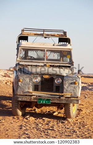 WADI HALFA, SUDAN - JANUARY 07: Old Land Rover on January 07, 2010 in Wadi Halfa. Sudan remains one of the least developed countries in the world. Many Land Rovers from WWII times are in use today