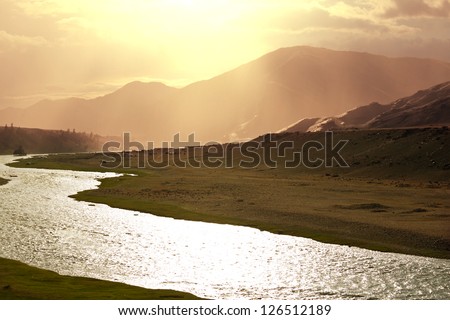 River in Mongolian prairie