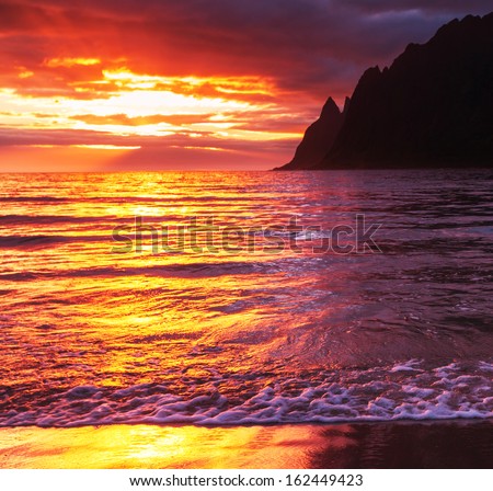 Sunset scene in North Norway