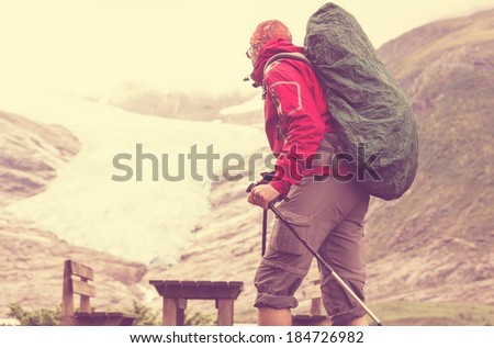 hike in Norway mountains,Svartisen Glacier