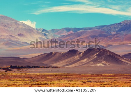 Scenic landscapes of Northern Argentina. Instagram filter.