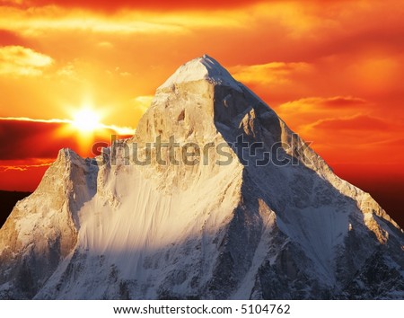 Shivling peak on sunset