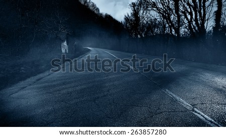 Horror scene of creepy road