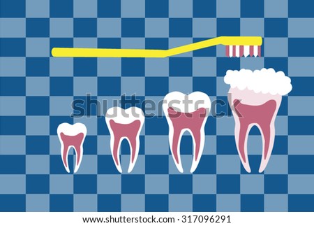 Bush and tooth on blue tartan backgrounds  ,Health care vector