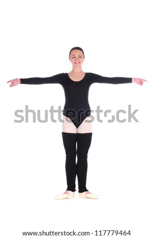 A young wonderful ballerina posing isolated over white background