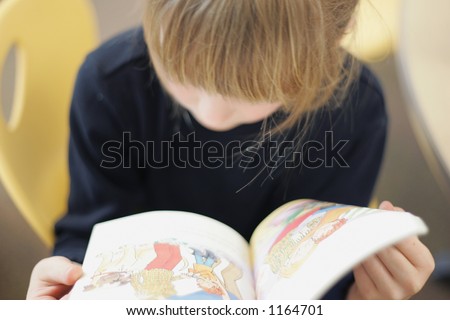 Second grade student reading
