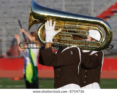 Tuba player in a marching band