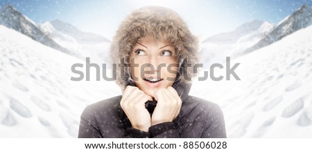 beautiful young woman in winter jacket