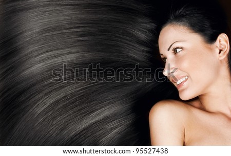 Closeup Portrait Of A Beautiful Young Woman With Elegant Long Shiny Hair , Concept Hairstyle