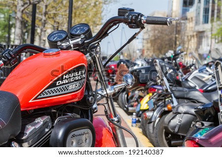 Madison, Wisconsin - May 10 : Motorcycle rally in the state capitol of Wisconsin for 