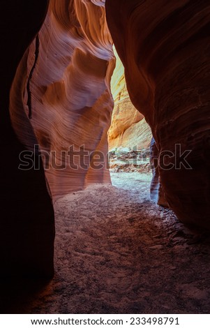 beautiful slot canyon in Page Arizona, shapes and shadows under low lights for beautiful colors and backgrounds