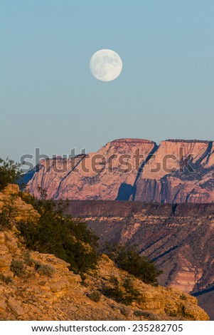 beautiful full moon rising over the mountains of southwestern Utah