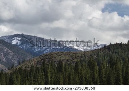 snow storm at the base of the Sierra Nevada mountains from the Nevada Side
