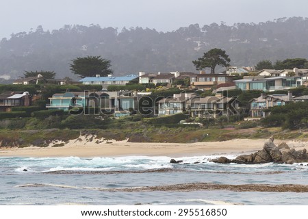 Carmel by the sea, California - May 06 : beautiful homes lining the beach, May 06 2015 Carmel by the sea, California.
