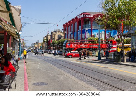 San Francisco, California - May 11 : Busy lifestyle in San Francisco commuters and tourists and public transportation, May 11 2015 San Francisco, California.