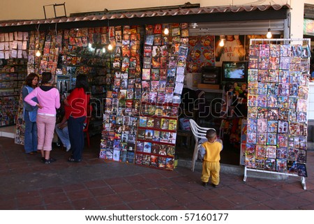 QUITO, ECUADOR - JULY 3: Marketplace full of illegal movies and music records July 3, 2007 in Quito, Ecuador