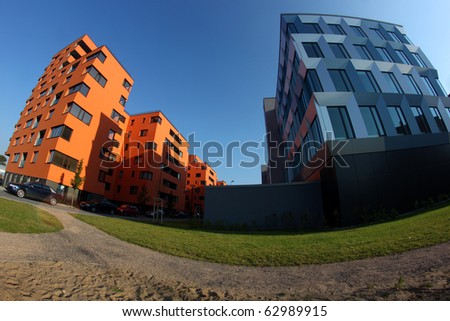 Modern blocks of flats in jolly colors