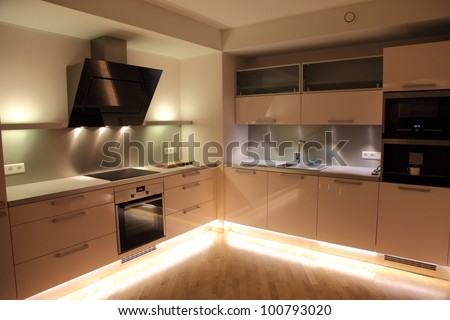 Beautiful Modern Nordic Kitchen With Modern Lighting
