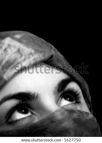 Young woman covered with veil