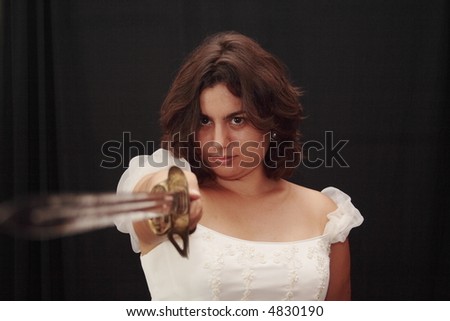 Bride holding a long sword