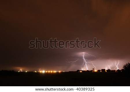 Lightning on a stormy night, industrial