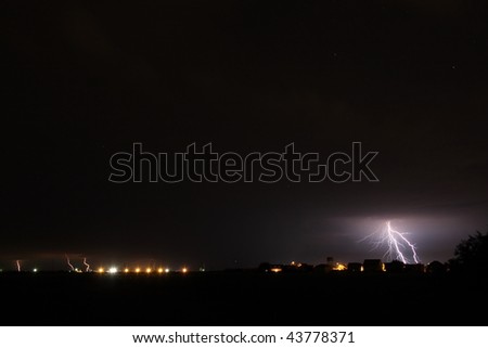 Lightning on a stormy night, industrial