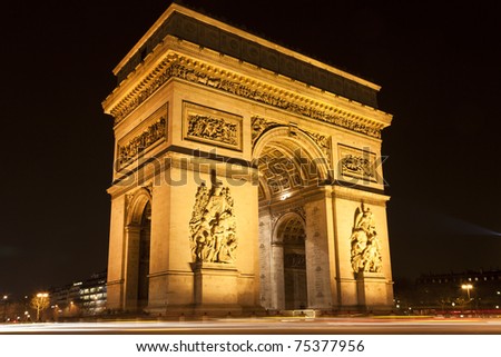Arc de Triomphe - Arch of Triumph at night, Paris, France