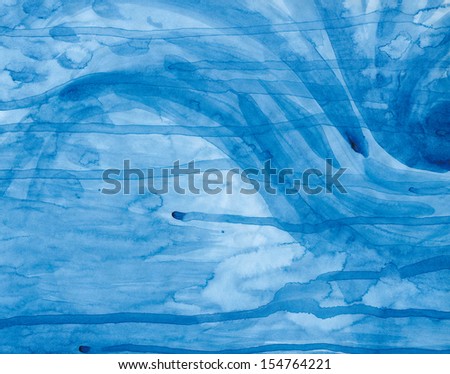 Abstract watercolor painting, water and waves