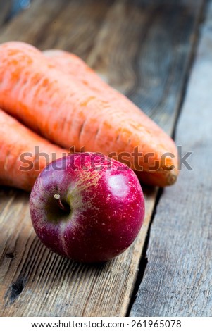 Organic Food. Row carrot and apple