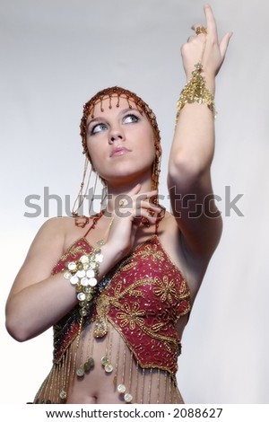 Girl posing in the oriental costume
