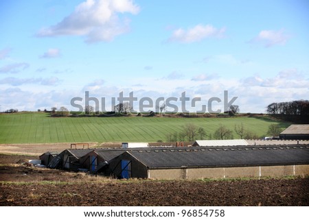 Rhubarb Triangle Farm and Agricultural buildings near Wakefield West Yorkshire UK