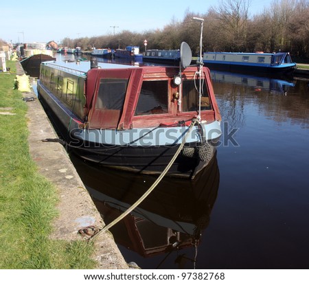 Small Narrow Boat moored at Stanley Ferry