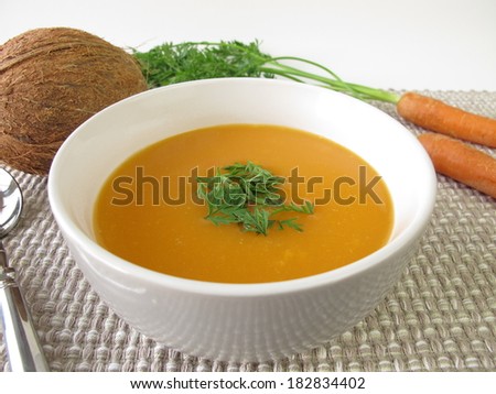 Creamy carrot soup with coconut milk