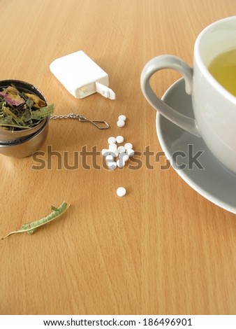 Tea with sweetener tablets