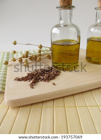 Linseed oil in small bottles