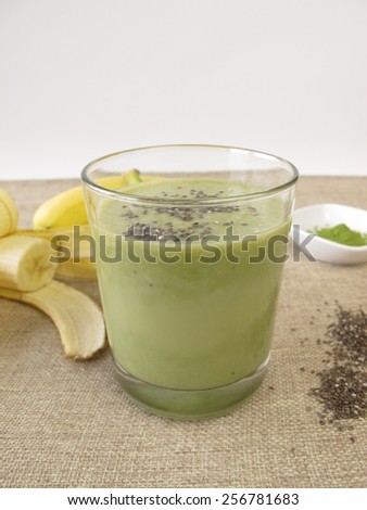 Matcha shake with banana and chia seeds