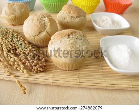 Bread muffins with spelt flour, millet flour, rice flour