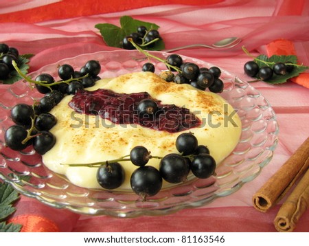 Dessert topping with berries in cassis