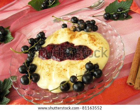 Dessert topping with berries in cassis