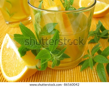 Lemonade with oranges and lemon verbena