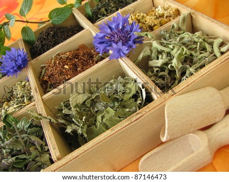 Tea box with loose tea types