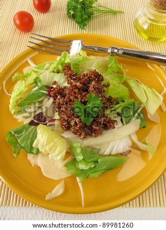Salad with red quinoa