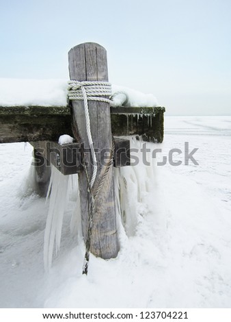 lake in winter season 17, frozen image is taken on lake chiemsee