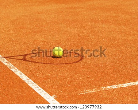 tennis racket shadow with ball in the tennis court 48