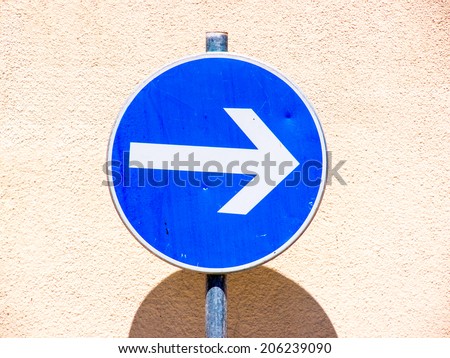 blue direction sign right